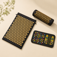 Bhakti Complete Recovery Bundle — acupressure mat, neck pillow and foot reflexology mat together on cream
